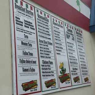 Menu posted before drive-through window