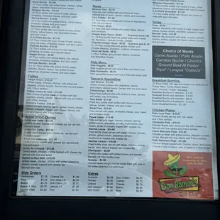 Menu posted on drive-through window