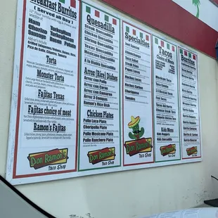 Drive thru menu