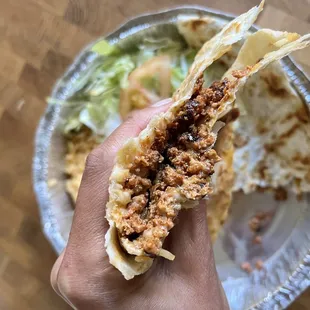 Inside the chorizo quesadilla