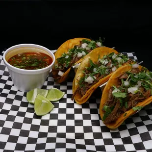 Birria Tacos w Broth