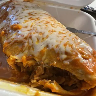 Chili Colorado burrito wet