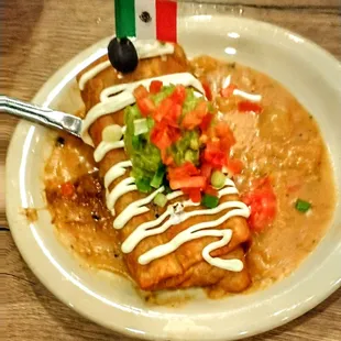 Chimichanga filled with green chilis