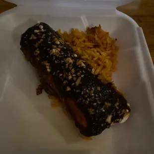 a close up of a container of food