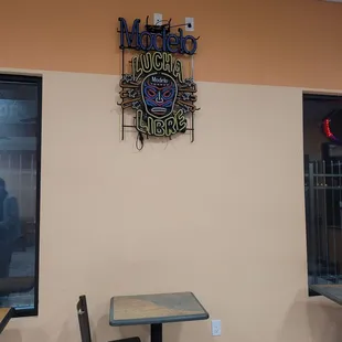 a table and chairs in a restaurant