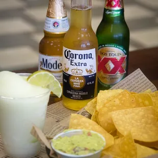 Beer/margarita with chips &amp; guac