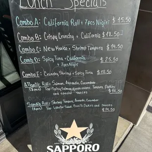 Lunch specials board.