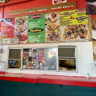 Menu on the wall.