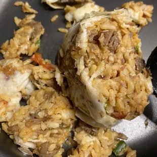 Reheating my "surf and turf" burrito. Literally, not a single shrimp in there.