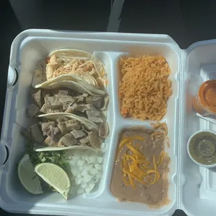 Chicken good, carnitas unseasoned and gristly