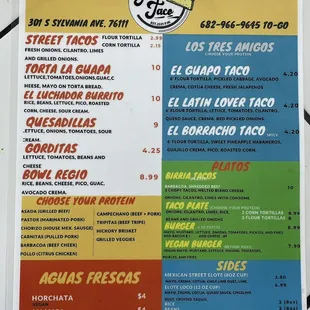 Updated menu