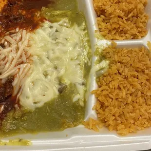 Red &amp; Green Cheese Enchiladas