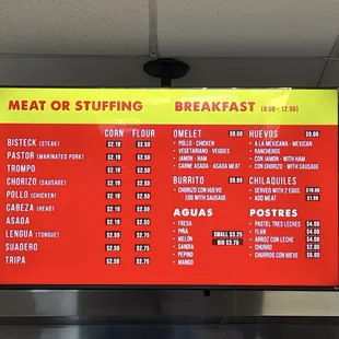 menu