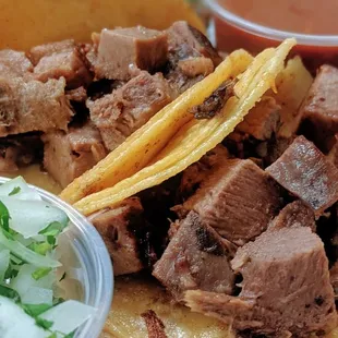 Up close with lengua. Tender and delicious.