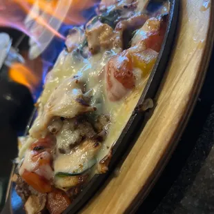 Flaming fajitas.