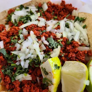 Street tacos with chorizo