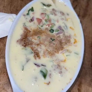Fresh queso with ground beef and pico