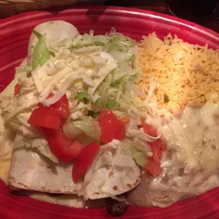 One chicken, and one steak burrito. Mmm....