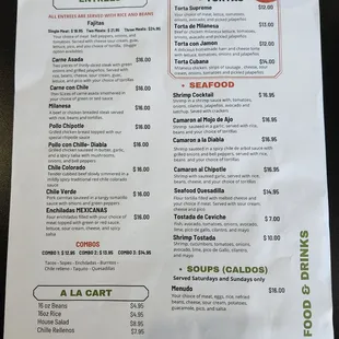 Back of menu