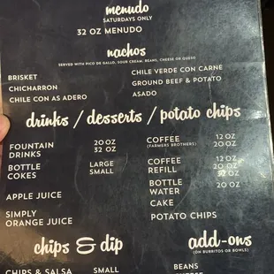 menu