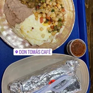 Chile Verde con Carne and sausage, egg, cheese burrito