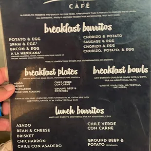menu