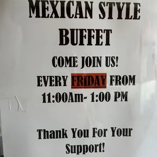 Buffet hours.