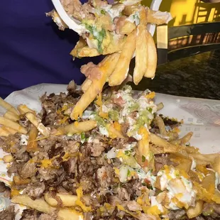 a large pile of food