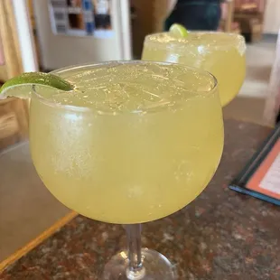 Lime margarita on the rocks.