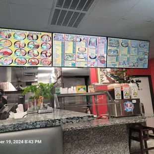 Menu and self-serve food bar.