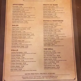 Dinner Menu