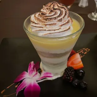 Lemon meringue mousse.