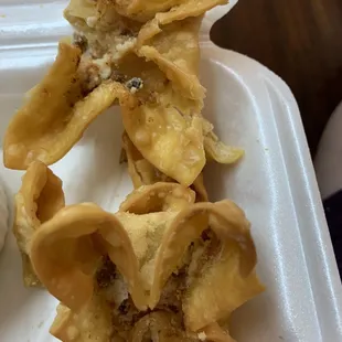 Rangoon wonton- barely any hamburger? Cheese ? Filling. Not enough to know what it even was.