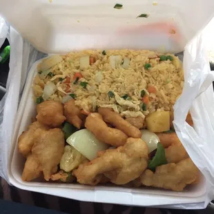 Sweet and sour chicken red sauce on the side