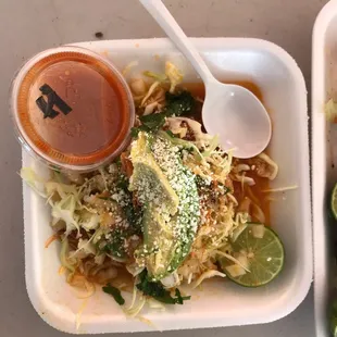 It's like a tostada but wet. Ahogaditas