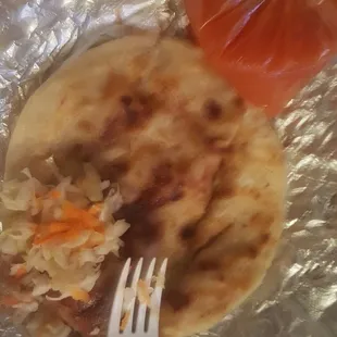Pupusa queso con frijol, literally heaven