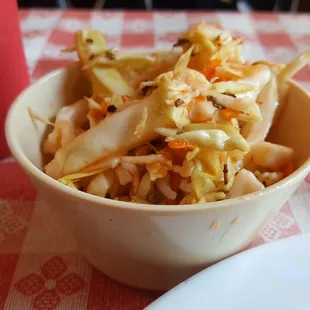 a bowl of coleslaw