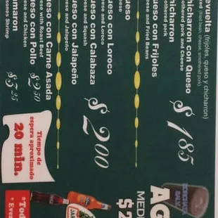 menu