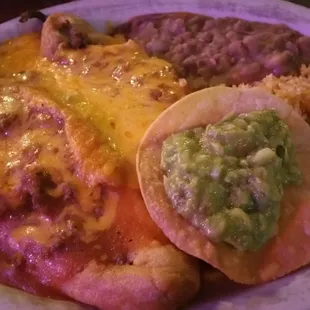 Beef Chile Rellanos.  Salty, cheesy and huge.