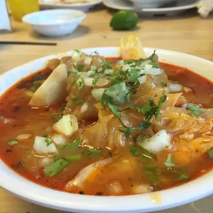 Sopa de Pata. Splitting it with My compadre because it's a big I plate.