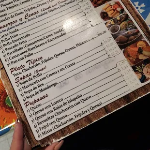 menu