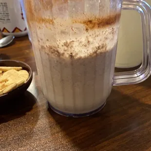 Banana shake jug. On previous pic, I had to ask for a cup to share the banana shake with my son because it was too much for me.