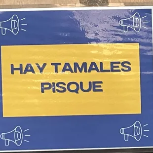 Special options indicated by signs behind the register: Pisque Tamales