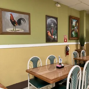 a table and chairs in a restaurant