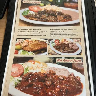 a menu for a mexican restaurant