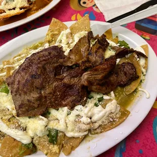 Chilaquiles Guadalajara with steak