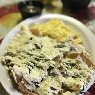 Chilaquiles Rojos w/scrambled eggs!! Amazing!!