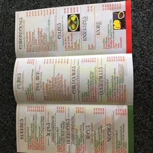 menu