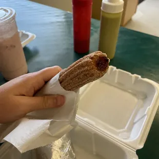 Fresh made churro with Cajeta!!