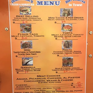 menu